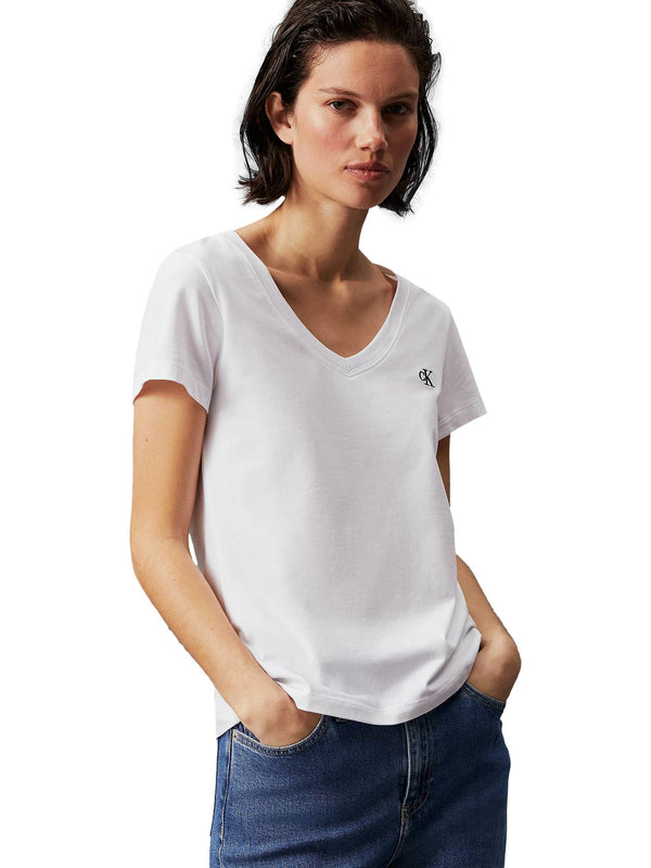 ΓΥΝΑΙΚΕΙΟ T-SHIRT CALVIN KLEIN JEANS CK EMBROIDERY STRETCH V-NECK