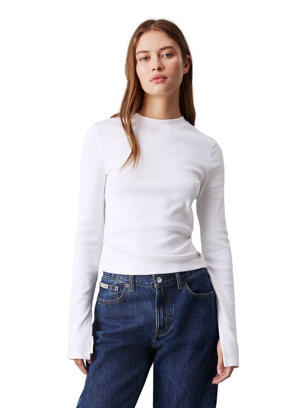 ΓΥΝΑΙΚΕΙΑ ΜΠΛΟΥΖΑ CALVIN KLEIN JEANS WOVEN LABEL RIB LS TOP