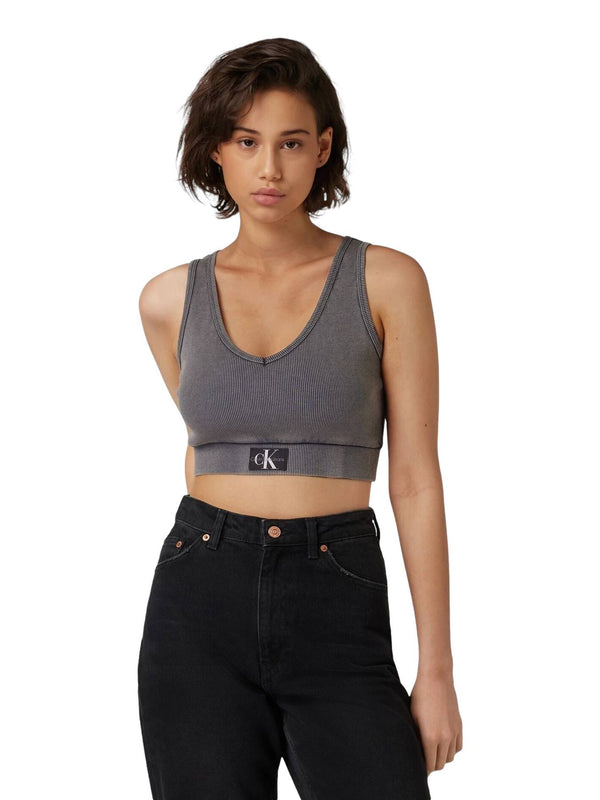 ΓΥΝΑΙΚΕΙΟ CROP TOP CALVIN KLEIN LABEL RIB V-NECK